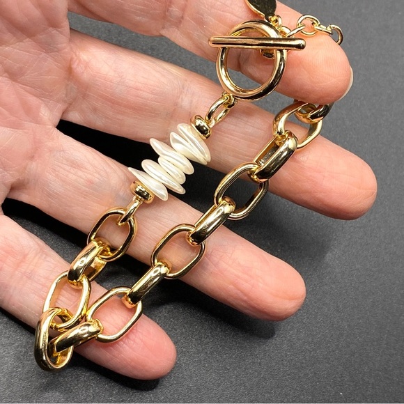 LOFT Toggle Clasp Bracelet Gold Tone Chunky Chain - Picture 1 of 6